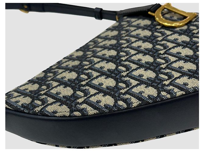 Dior Pochette à l'épaule Saddle Oblique Rodeo Blue Bleu - vue 4