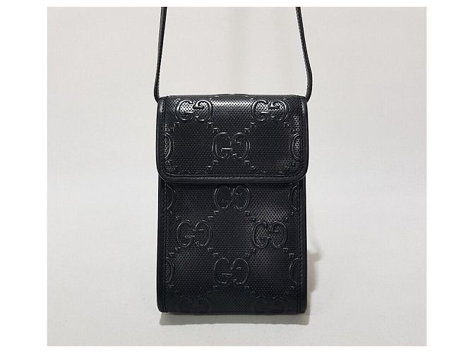 Mini borsa a tracolla Gucci GG goffrata Nero - vista 2