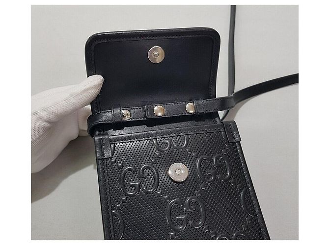 Mini borsa a tracolla Gucci GG goffrata Nero - vista 6