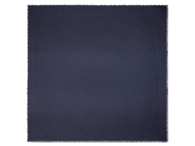 Gucci Sciarpa in lamé di seta e lana GG Blu - vista 3