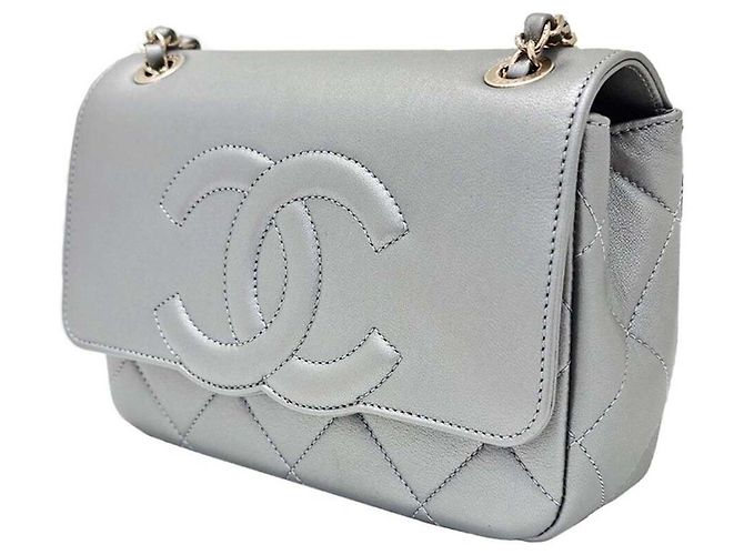 Chanel Mini borsa a tracolla in agnello Argento - vista 2