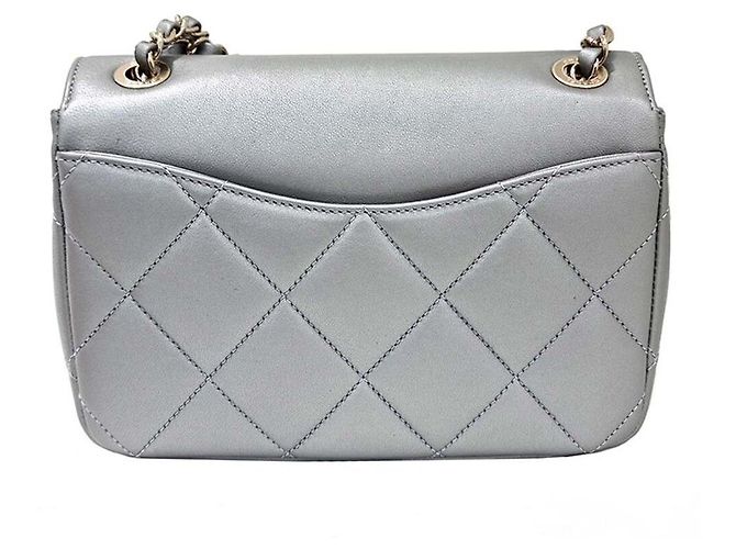 Chanel Mini borsa a tracolla in agnello Argento - vista 3