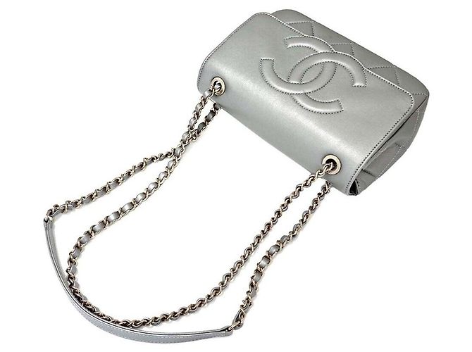 Chanel Mini borsa a tracolla in agnello Argento - vista 4