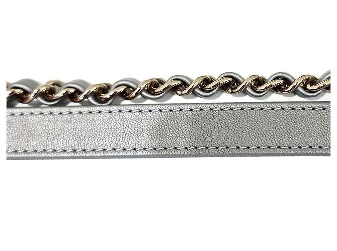 Chanel Mini borsa a tracolla in agnello Argento - vista 5
