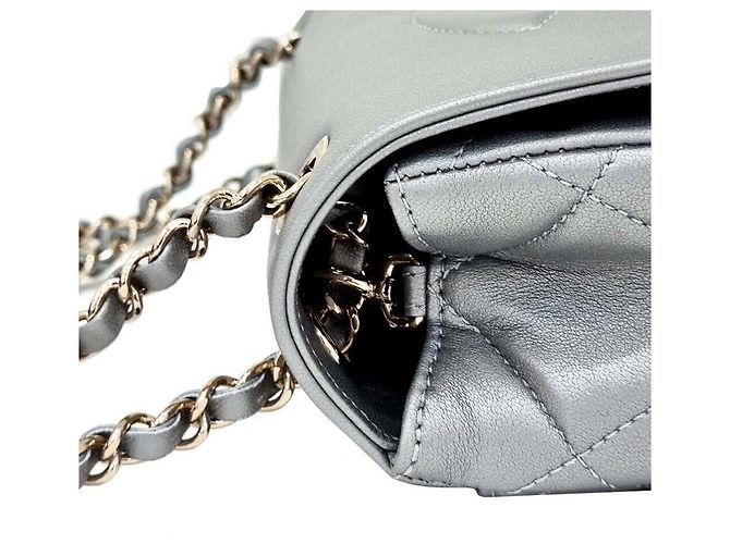 Chanel Mini borsa a tracolla in agnello Argento - vista 6