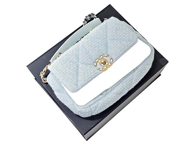 Chanel Piccola borsa con patta in tweed Verde - vista 8
