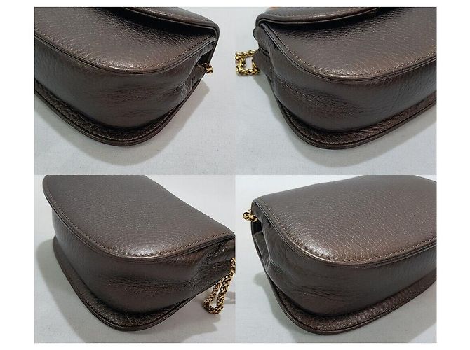 Bamboo Gucci Mini borsa a tracolla con manico in bambù, nappa e catena Marrone - vista 7