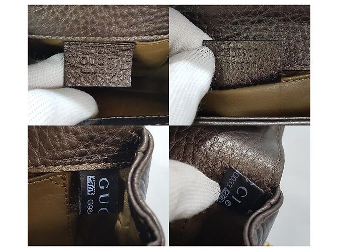 Bamboo Gucci Mini borsa a tracolla con manico in bambù, nappa e catena Marrone - vista 9