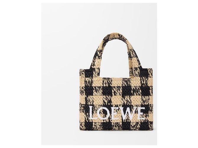 Loewe Mini-Raffia-Tote-Bag mit Karomuster Mehrfarben - Ansicht 10
