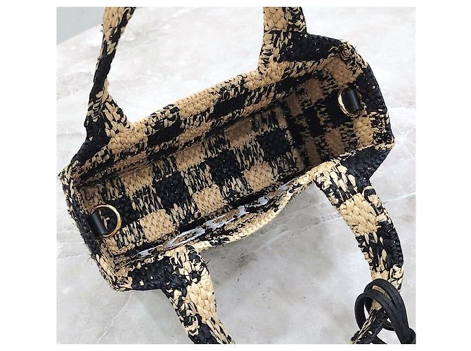 Loewe Mini-Raffia-Tote-Bag mit Karomuster Mehrfarben - Ansicht 7