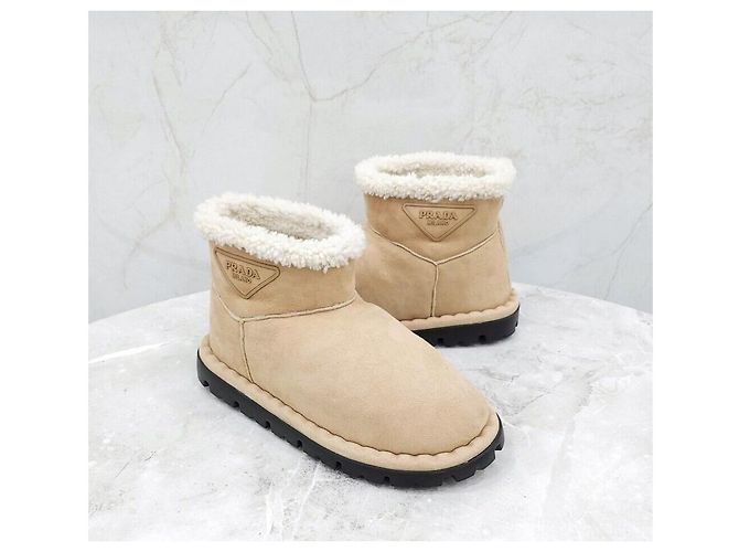 Prada Botas UGG de ante y shearling Naranja - vista 3