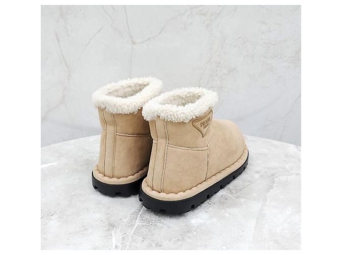 Prada Botas UGG de ante y shearling Naranja - vista 5
