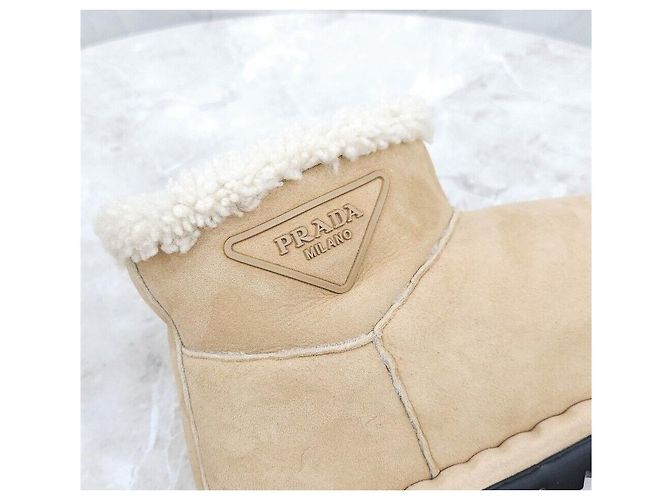 Prada Botas UGG de ante y shearling Naranja - vista 6