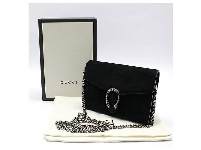 Gucci Mini borsa Dionysus a tracolla con catena Nera in scamosciato e velluto Nero - vista 2