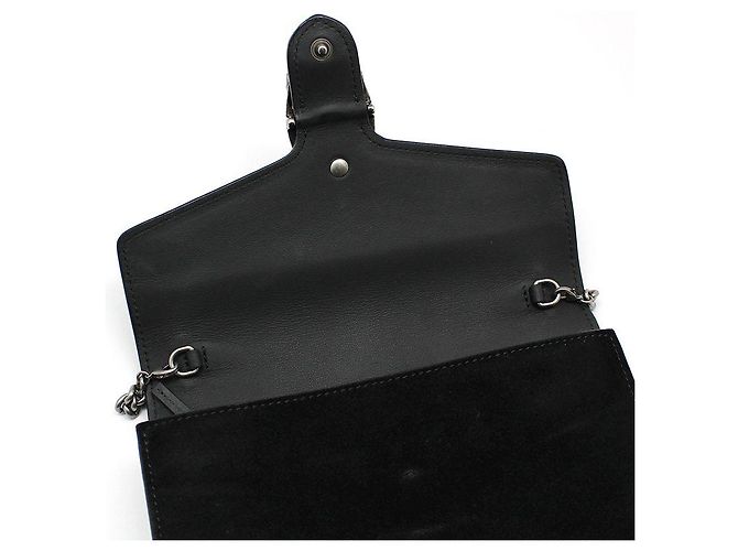 Gucci Mini borsa Dionysus a tracolla con catena Nera in scamosciato e velluto Nero - vista 9