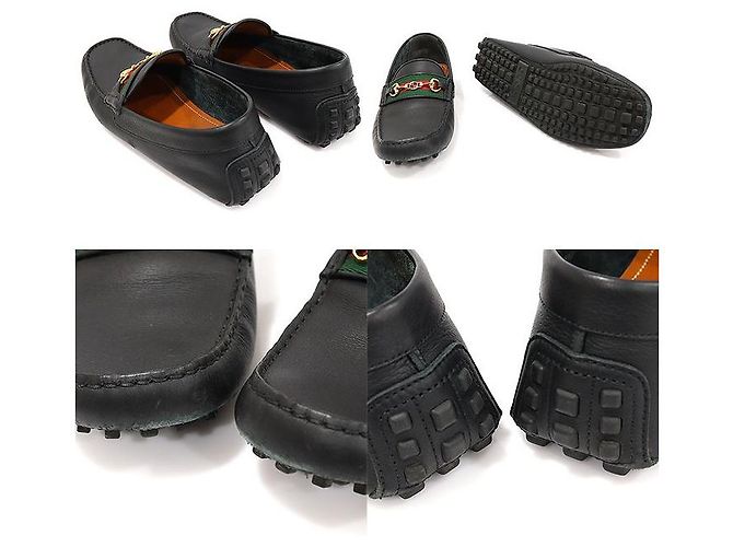 Gucci Mocassino da guida da uomo in pelle nera con morsetto a cavallo WEB dorato Nero - vista 5