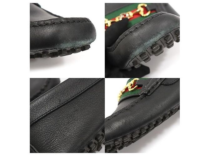 Gucci Mocassino da guida da uomo in pelle nera con morsetto a cavallo WEB dorato Nero - vista 6