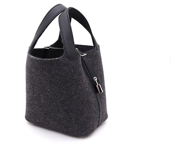 Hermès Borsa Picotin Felt Bo Swift Gris Moka Havana Marrone - vista 2