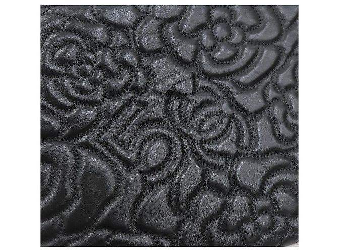 Chanel Clutch Camellia New Medium in agnello dorato Nero - vista 6
