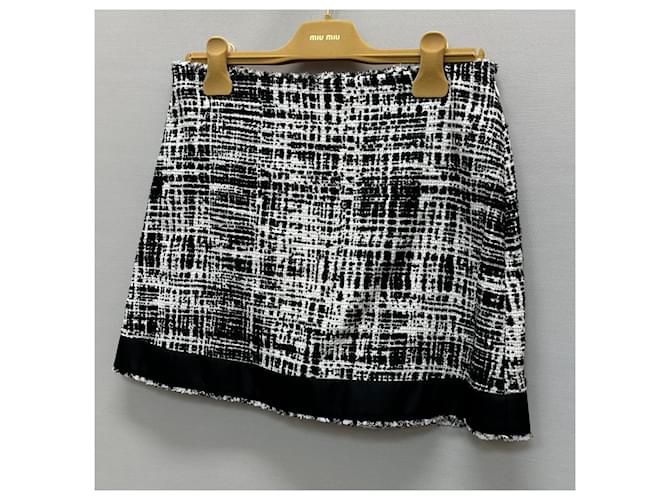 Prada Gonna in cotone e lino con logo triangle Bec Multicolore - vista 4