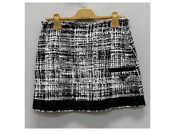 Prada Gonna in cotone e lino con logo triangle Bec Multicolore - vista 5