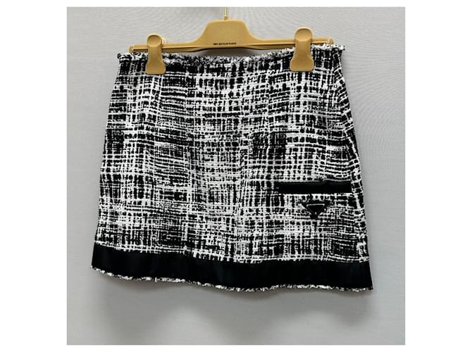 Prada Gonna in cotone e lino con logo triangle Bec Multicolore - vista 7