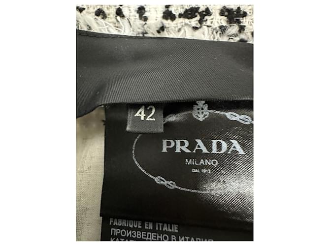 Prada Gonna in cotone e lino con logo triangle Bec Multicolore - vista 8