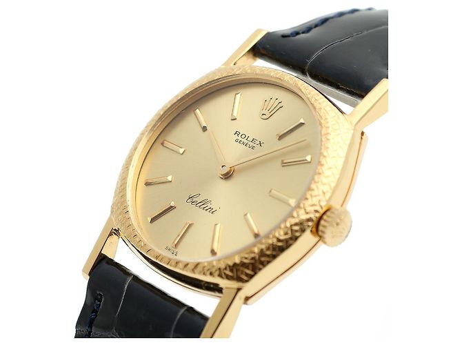 Rolex Orologio Cellini Gold Piccolo da Donna in Oro e Pelle, Manuale Blu - vista 10
