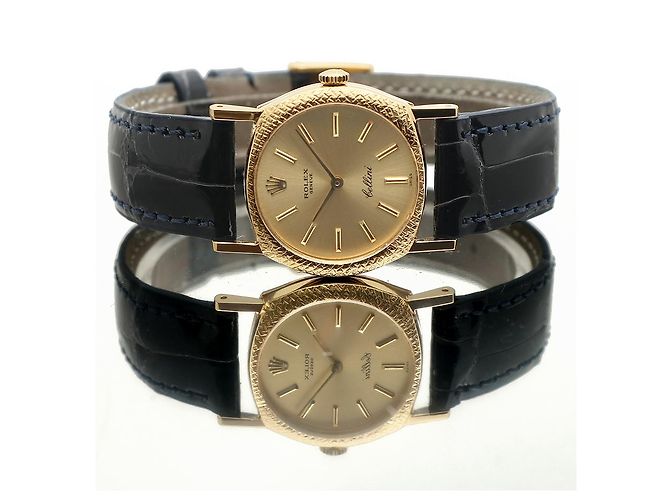 Rolex Orologio Cellini Gold Piccolo da Donna in Oro e Pelle, Manuale Blu - vista 18