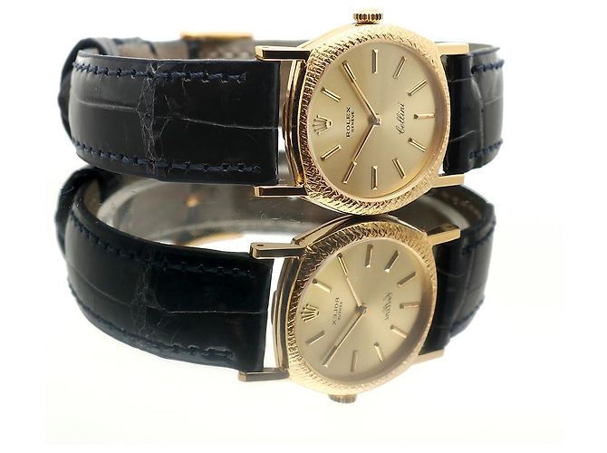 Rolex Orologio Cellini Gold Piccolo da Donna in Oro e Pelle, Manuale Blu - vista 19