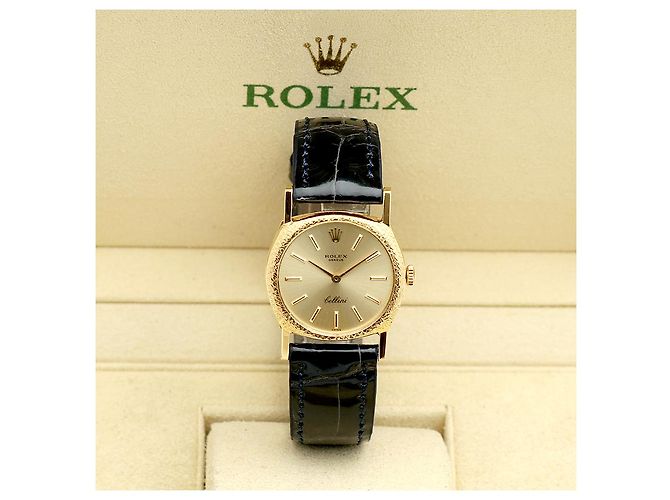 Rolex Orologio Cellini Gold Piccolo da Donna in Oro e Pelle, Manuale Blu - vista 2