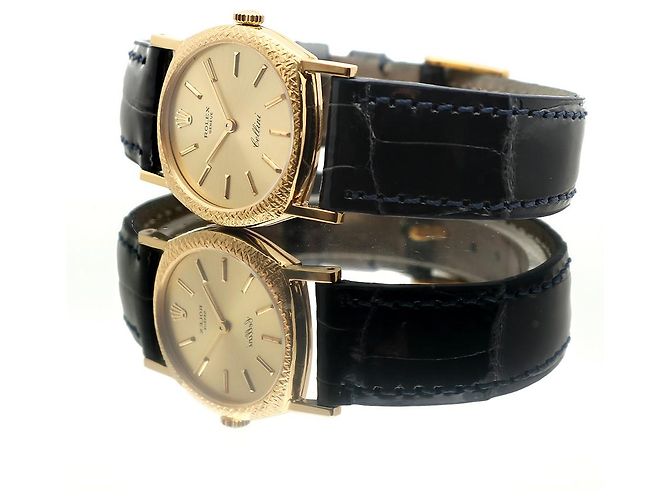 Rolex Orologio Cellini Gold Piccolo da Donna in Oro e Pelle, Manuale Blu - vista 20