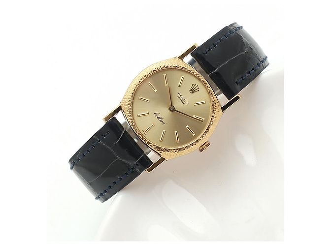 Rolex Orologio Cellini Gold Piccolo da Donna in Oro e Pelle, Manuale Blu - vista 22