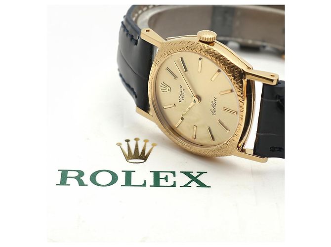 Rolex Orologio Cellini Gold Piccolo da Donna in Oro e Pelle, Manuale Blu - vista 23