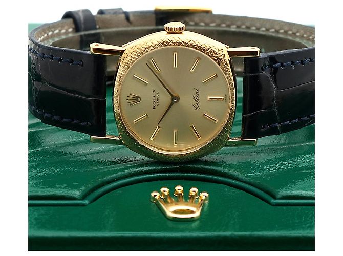 Rolex Orologio Cellini Gold Piccolo da Donna in Oro e Pelle, Manuale Blu - vista 24