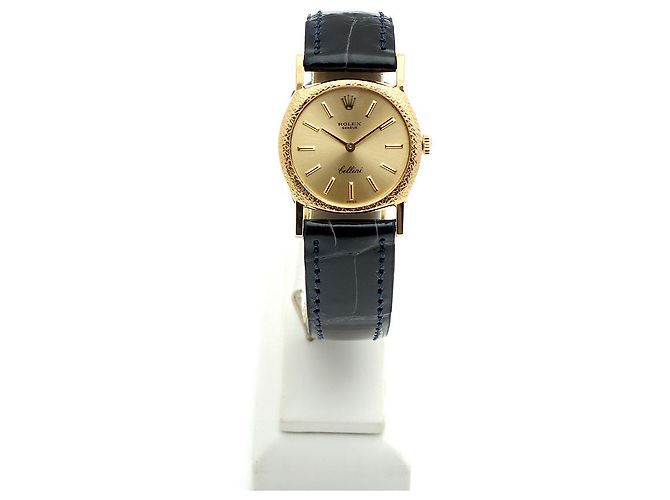 Rolex Orologio Cellini Gold Piccolo da Donna in Oro e Pelle, Manuale Blu - vista 3