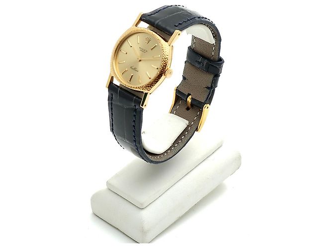 Rolex Orologio Cellini Gold Piccolo da Donna in Oro e Pelle, Manuale Blu - vista 4