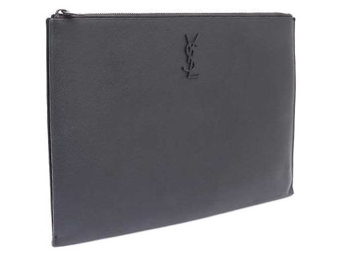 Saint Laurent Grande pochette in Monogram Caviar Nero - vista 2