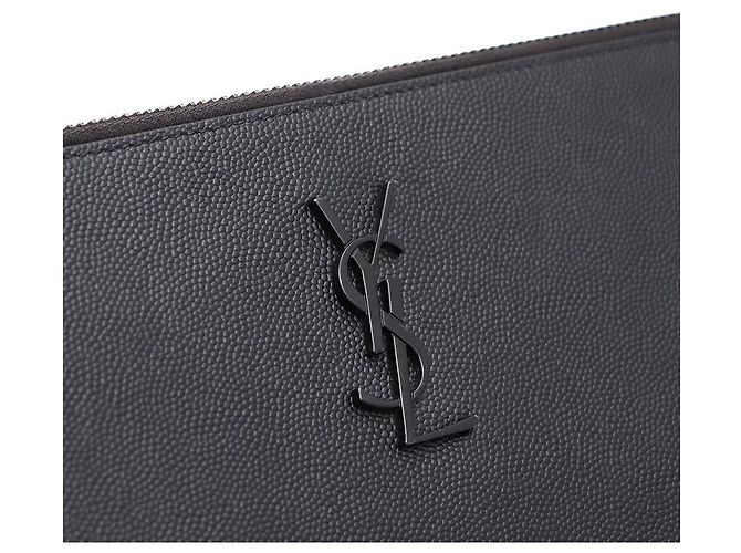Saint Laurent Grande pochette in Monogram Caviar Nero - vista 5