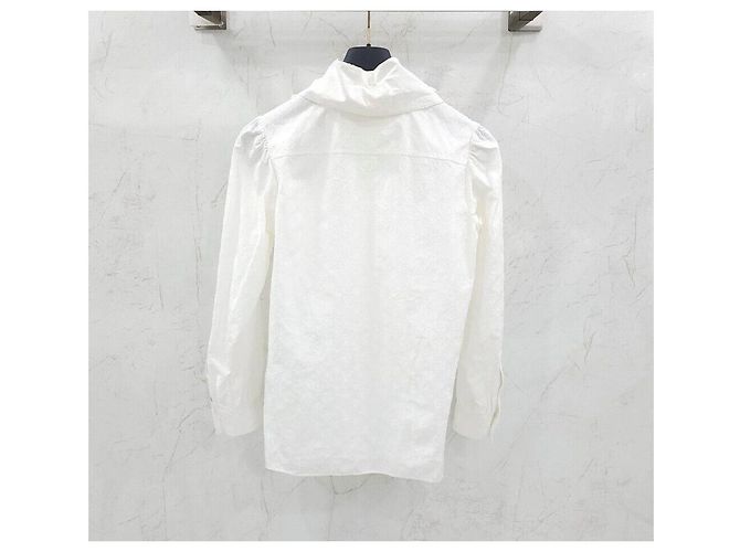 Louis Vuitton Camicia con fiocco in fil coupé con monogramma bianco da donna Argento - vista 2