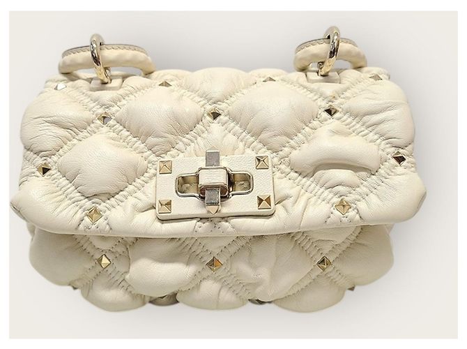 Valentino Piccola borsa a tracolla Diamond Quilted Spike Me Bianco - vista 2