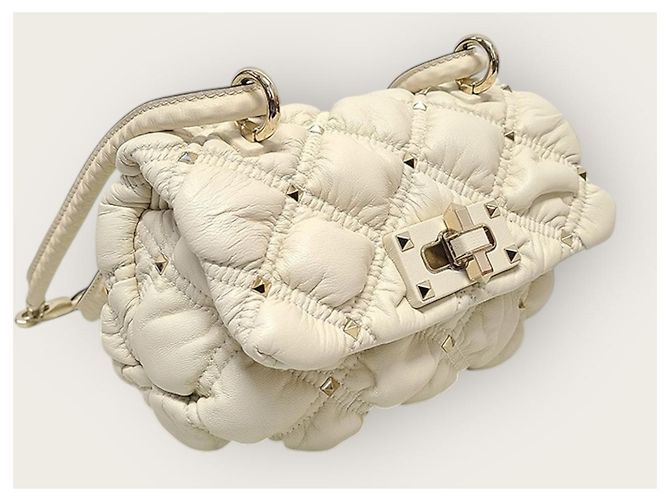 Valentino Piccola borsa a tracolla Diamond Quilted Spike Me Bianco - vista 3