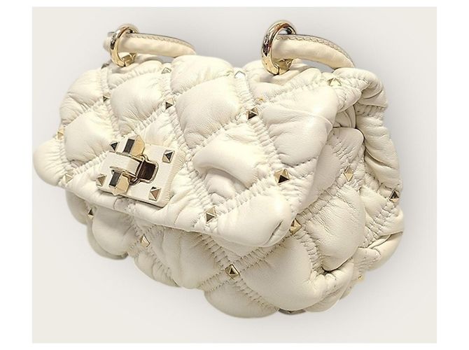 Valentino Piccola borsa a tracolla Diamond Quilted Spike Me Bianco - vista 4