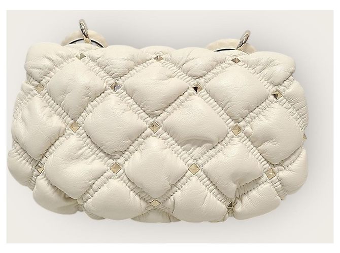 Valentino Piccola borsa a tracolla Diamond Quilted Spike Me Bianco - vista 6