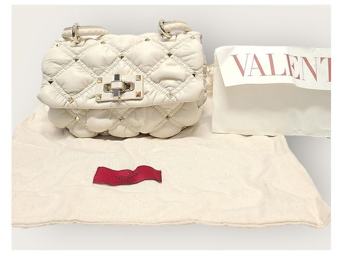 Valentino Piccola borsa a tracolla Diamond Quilted Spike Me Bianco - vista 8