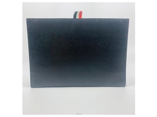 Clutch unisex Black Three-Stripe Label Small di Thom Browne Nero - vista 2