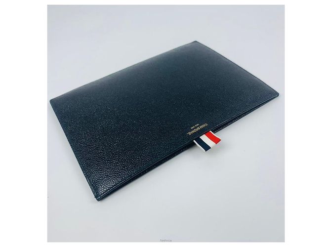 Clutch unisex Black Three-Stripe Label Small di Thom Browne Nero - vista 3
