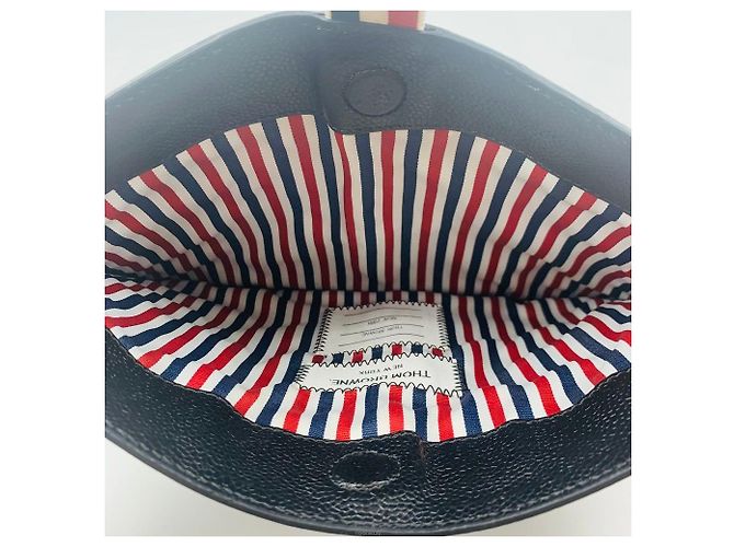 Clutch unisex Black Three-Stripe Label Small di Thom Browne Nero - vista 5