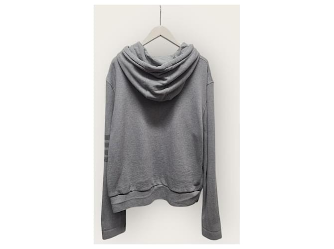 Thom Browne Strickkapuzenpullover mit diagonalen Streifen in Hellgrau Braun - Ansicht 4