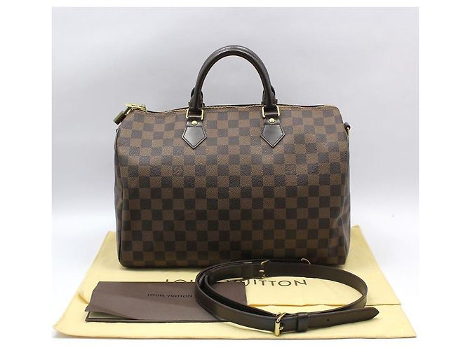 Louis Vuitton Borsa a Spalla Bandoulière Speedy in Damier Ebene Marrone - vista 2